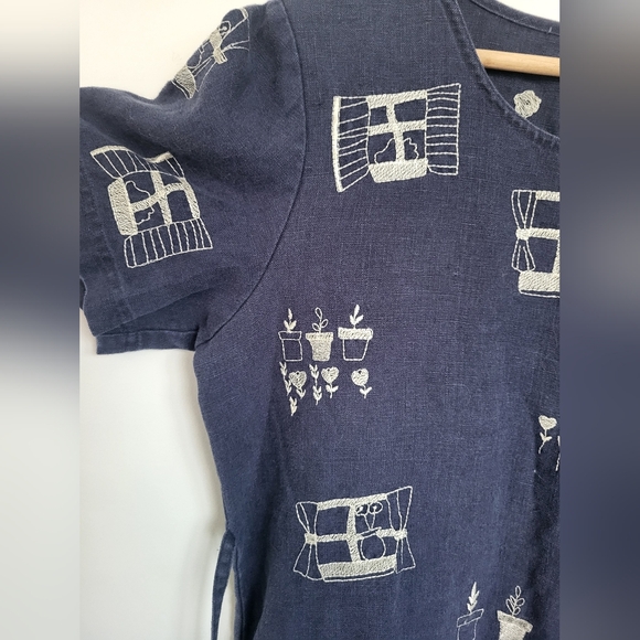 Vintage Linen Embroidered Dress - Picture 4 of 7